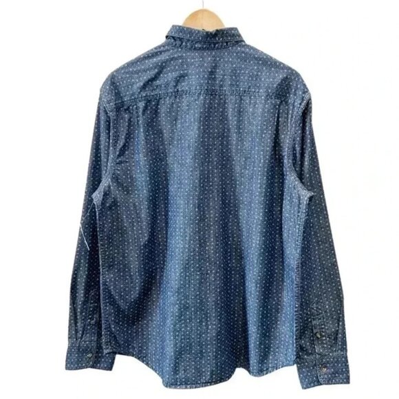 Old Navy Mens Shirt Long Sleeve Button Down Cotton Collared Blue White Large NWT - Picture 2 of 14